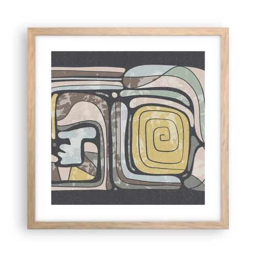 Poster în ramă de stejar deschis - Abstracție în spirit precolumbian - 40x40 cm
