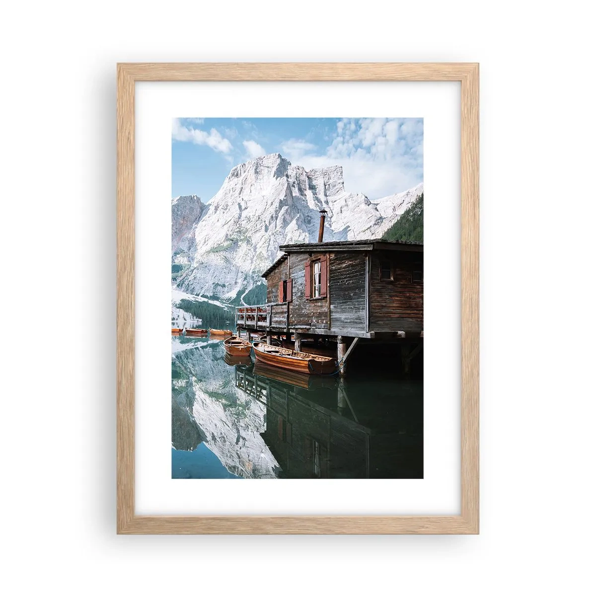 Poster în ramă de stejar deschis - Dimineață cristalină de munte - 30x40 cm