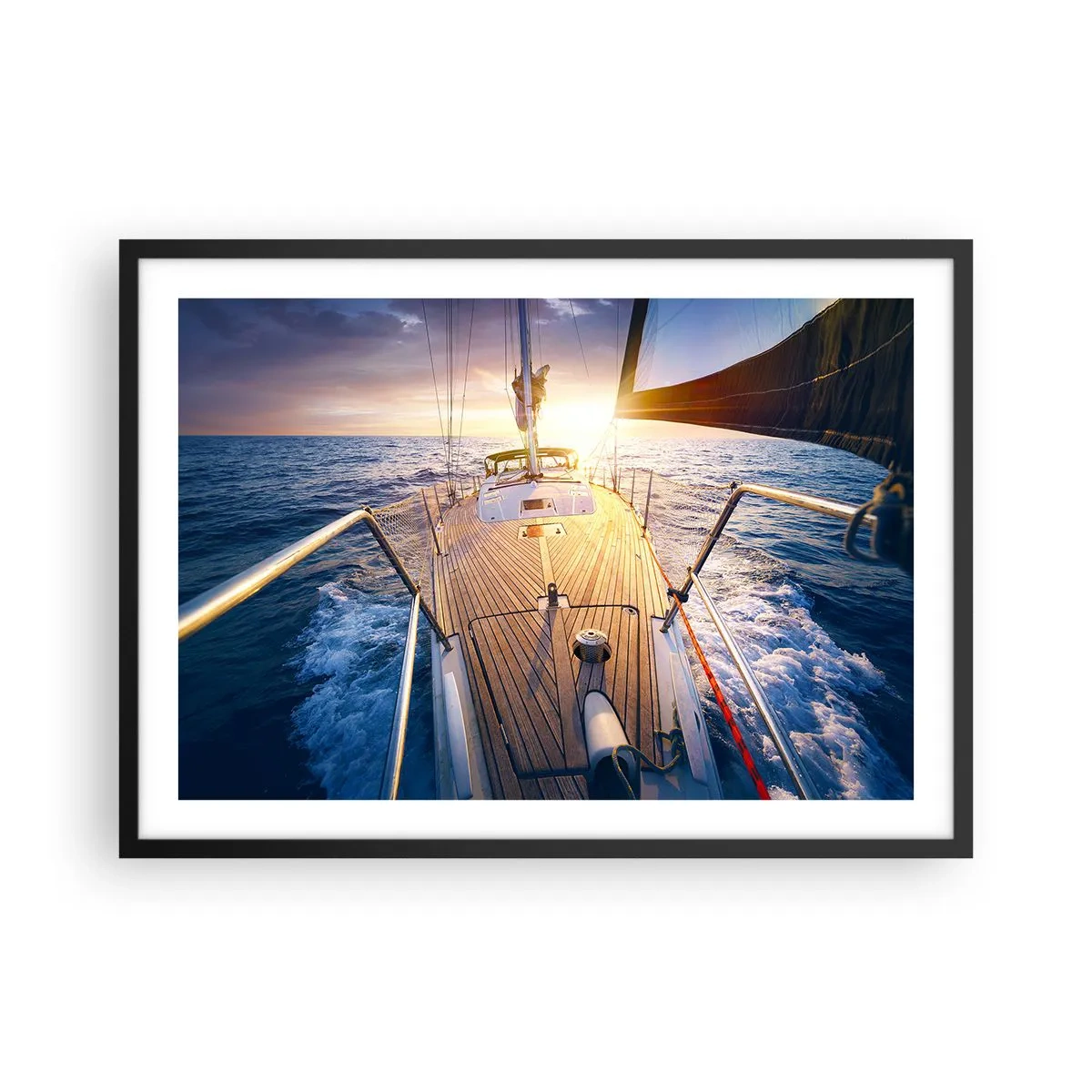 Poster în ramă neagră - Alergând pe valuri - 70x50 cm