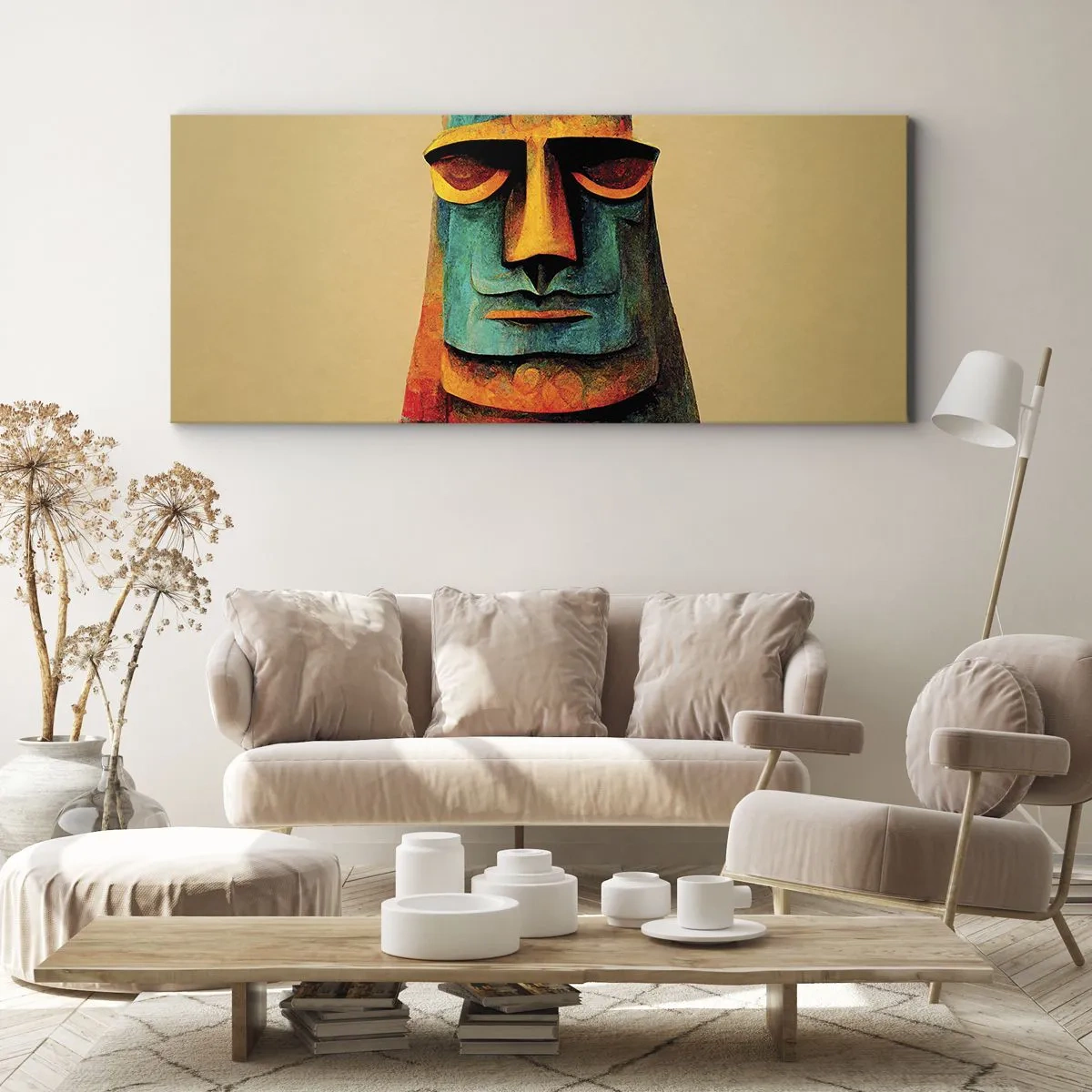 Tablou pe pânză - Statuie, dar simpatică - 100x40 cm