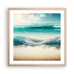 Poster în ramă de stejar deschis - Calmul oceanului - 50x50 cm