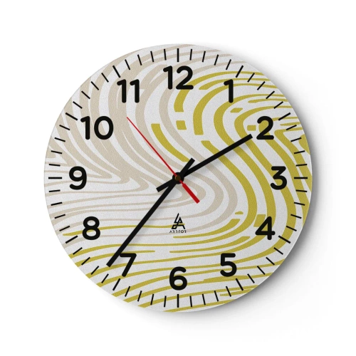 Ceas de perete - Ceas pe sticlă - Compoziție cu cambrare ușoară - 30x30 cm