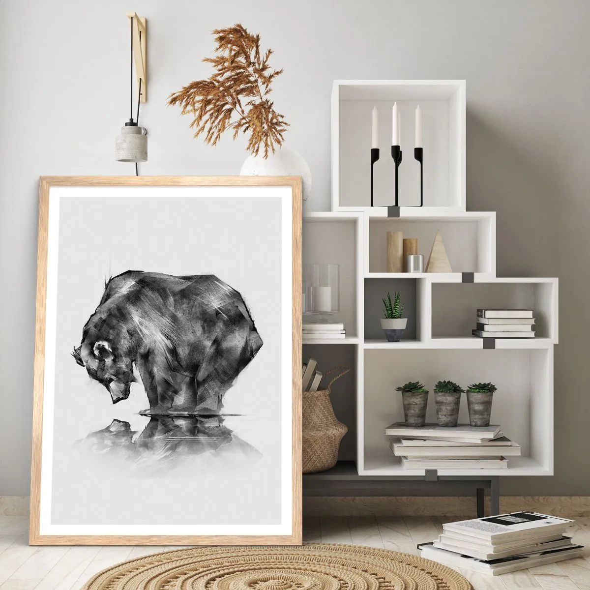 Poster în ramă de stejar deschis - Mă bucur să văd pe cineva apropiat - 61x91 cm