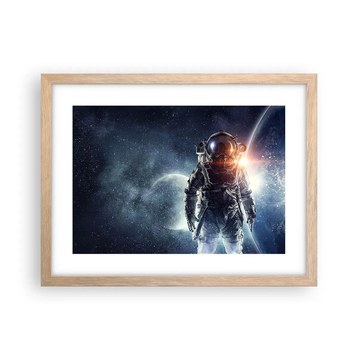 Poster în ramă de stejar deschis - Aventură spațială - 40x30 cm