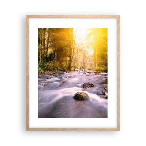 Poster în ramă de stejar deschis - Malachit în rame de argint și aur - 40x50 cm