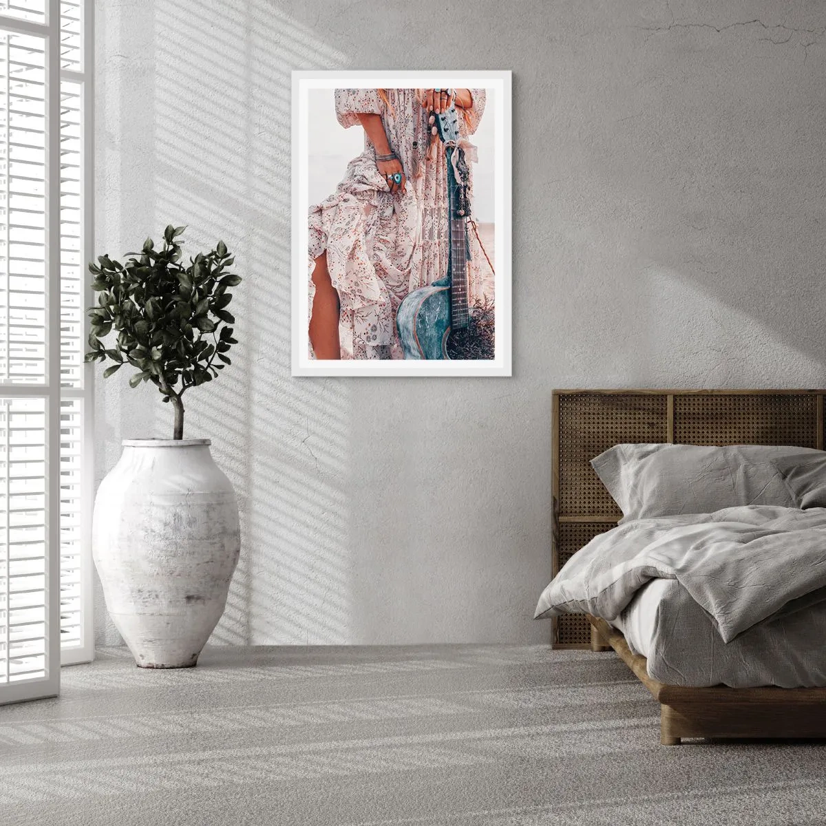 Poster în ramă albă - Hippie pe drum - 61x91 cm