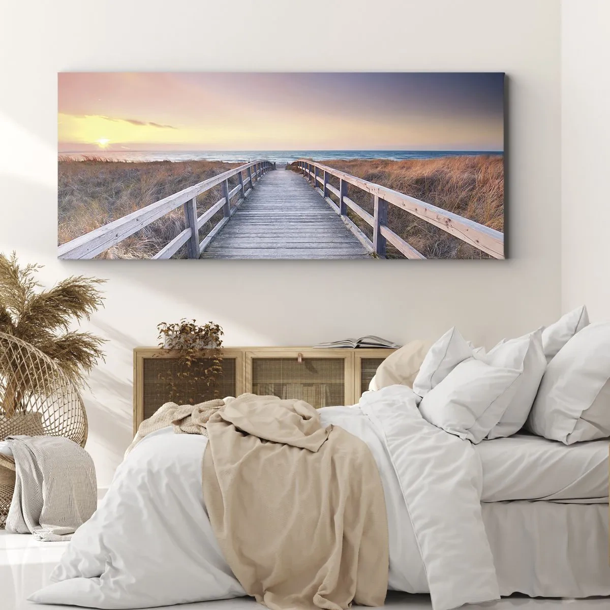 Tablou pe pânză - Aurora baltică de seară - 100x40 cm