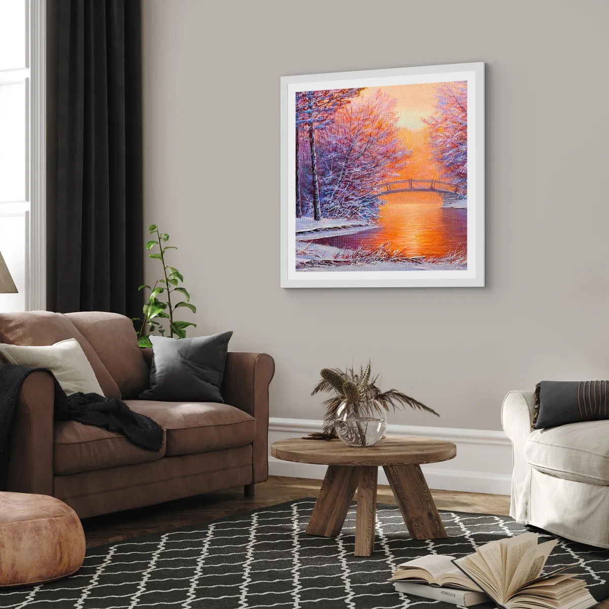 Poster în ramă albă - Hai să ne întâlnim aici - 30x30 cm