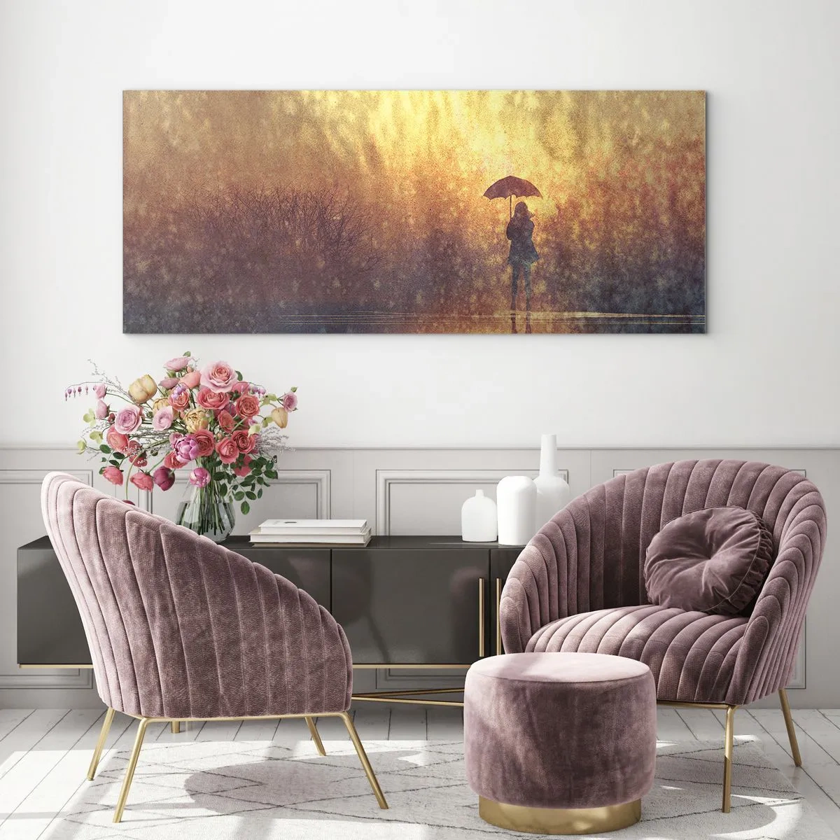 Tablou pe sticlă - Simt că cineva se uită la mine - 100x40 cm
