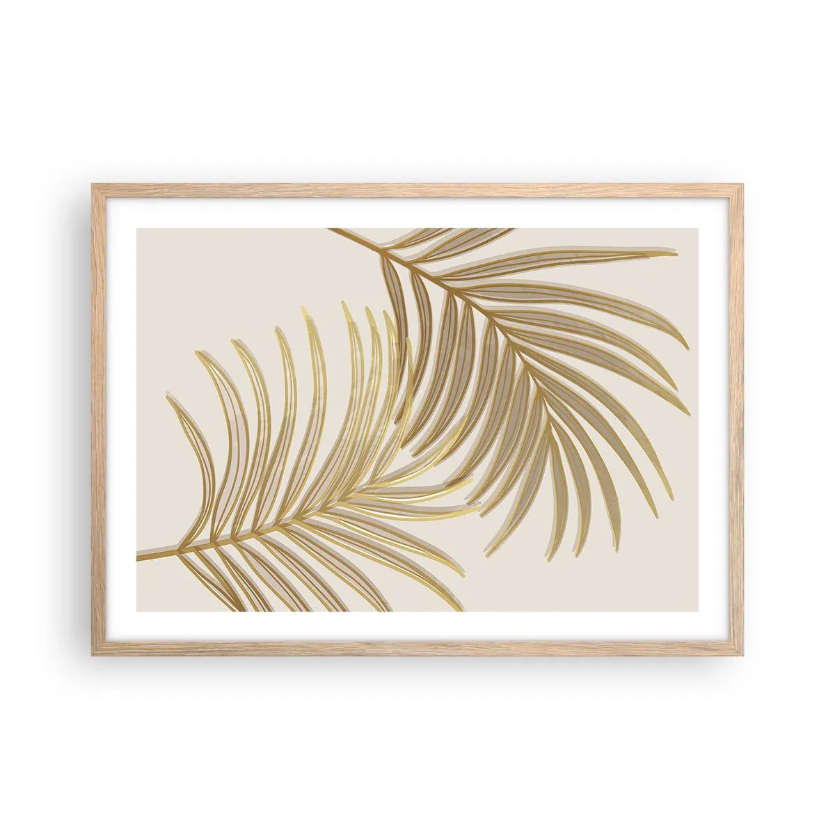 Poster în ramă de stejar deschis - Palmier de aur! - 70x50 cm