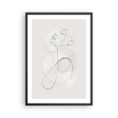 Poster în ramă neagră - Linia de contur a figurii pe fundalul unor forme pastelate delicate - 50x70cm - Spirala frumuseții - Decorațiune modernă pentru perete pentru living și dormitor ARTTOR