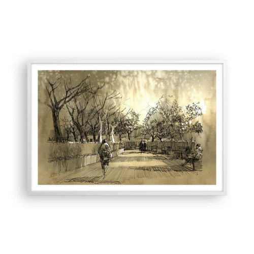 Poster în ramă albă - Un moment reținut cu pene - 91x61 cm