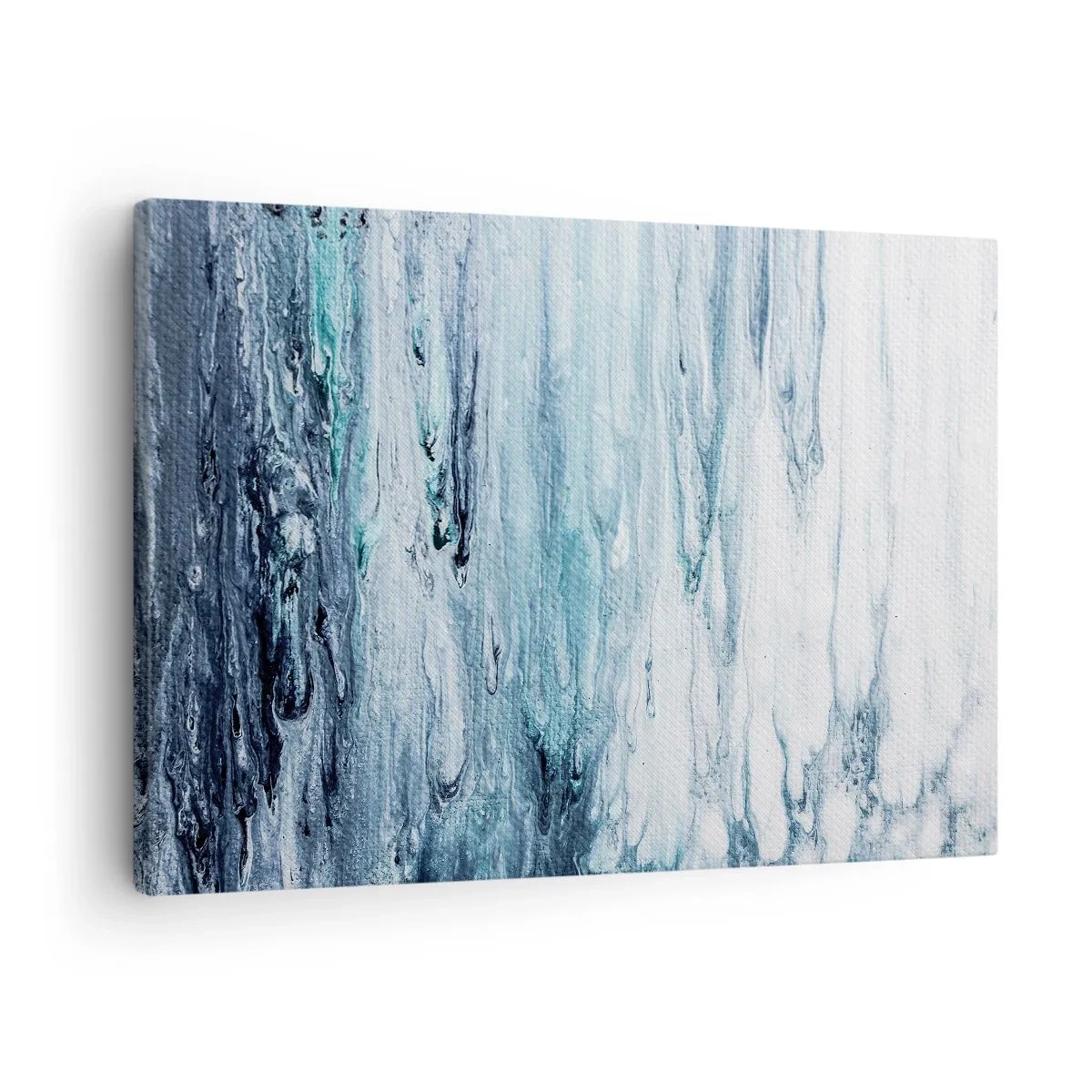 Tablou pe pânză Canvas - Dungi abstracte albastre și albe care seamănă cu țurțuri - 70x50cm - Țurțuri de albastru - Decorațiune modernă pentru perete pentru living și dormitor ARTTOR