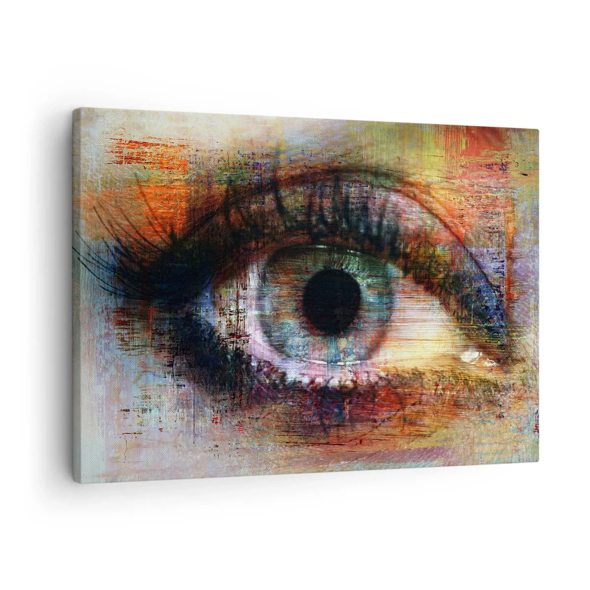 Tablou pe pânză Canvas - Ochi artistic în abstracție multicoloră - 70x50cm - Poți privi în suflet - Decorațiune modernă pentru perete pentru living și dormitor ARTTOR