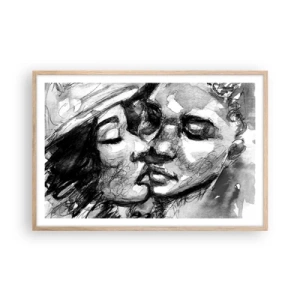 Poster în ramă de stejar deschis - Un moment de tandrețe - 91x61 cm