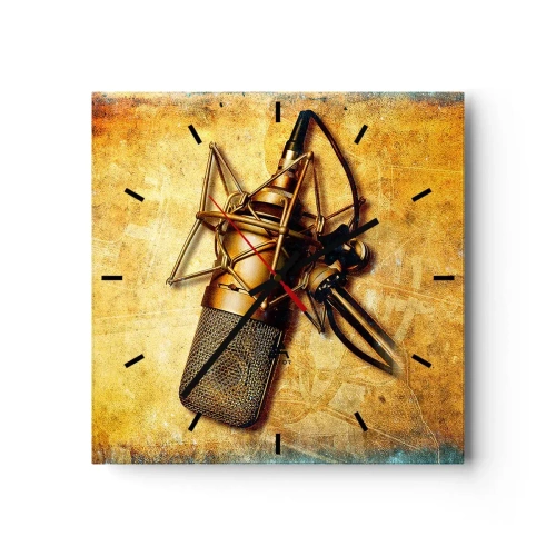 Ceas de perete - Ceas pe sticlă - Anii de aur ai radioului - 30x30 cm