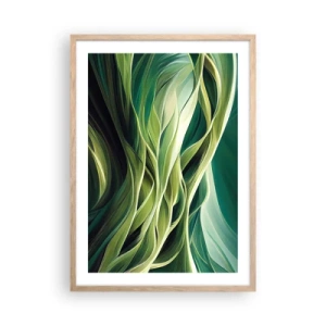 Poster în ramă de stejar deschis - Un joc abstract de verde - 50x70 cm