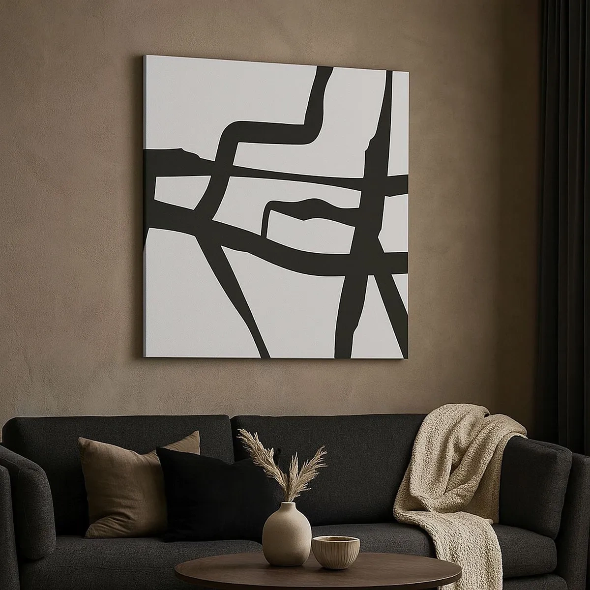 Tablou pe pânză - Construcție în alb și negru - 30x30 cm