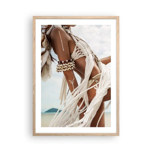 Poster în ramă de stejar deschis - Preoteasa Soarelui - 50x70 cm