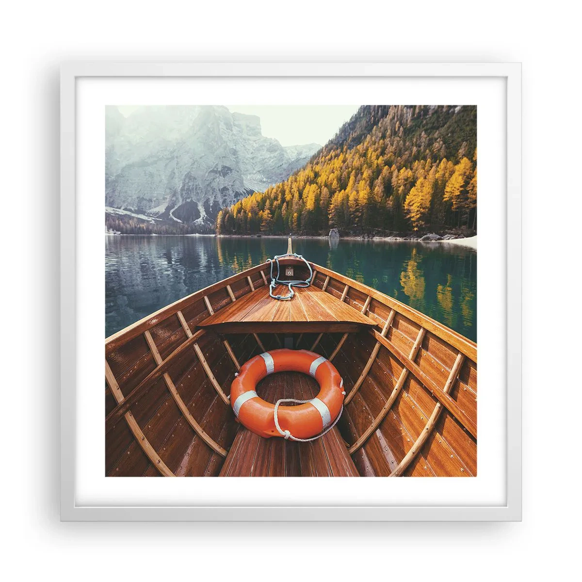 Poster în ramă albă - Excursie pe munte - 50x50 cm