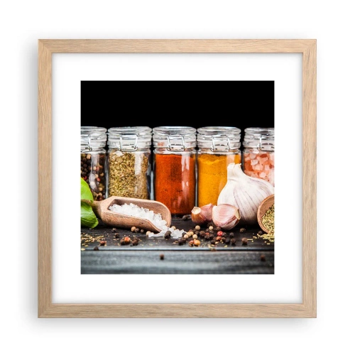 Poster în ramă de stejar deschis - Pentru a da un gust vieții - 30x30 cm