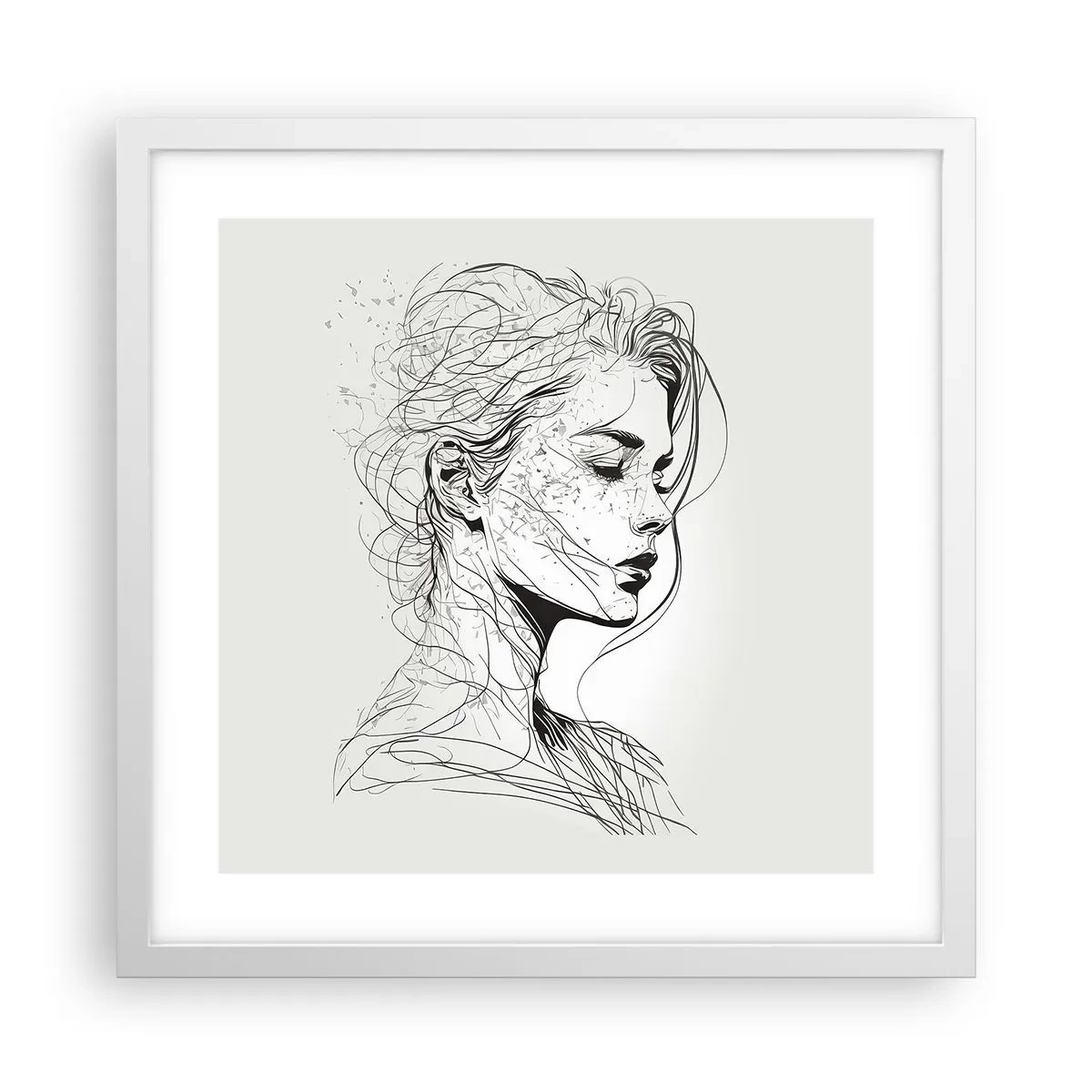 Poster în ramă albă - Desenată cu linii - 40x40 cm