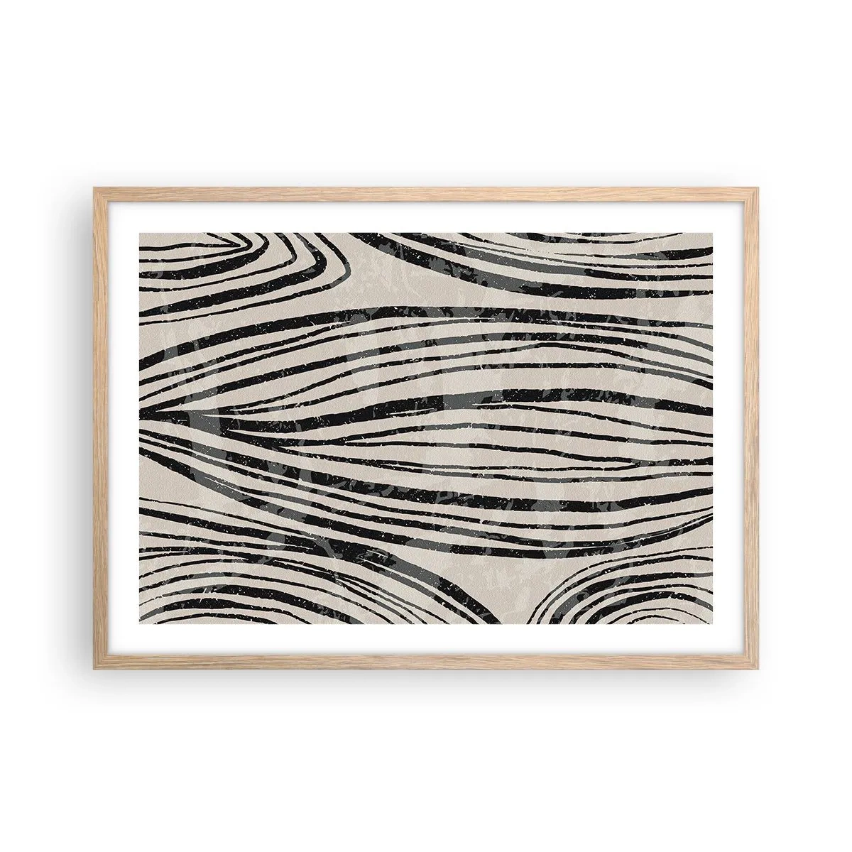 Poster în ramă de stejar deschis - Deversare de linii - 70x50 cm