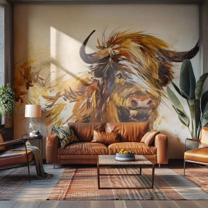 Tapet Standard Eco - Mândria vânătorului - Animale, Abstracția, bivol scoțian - 450x315 cm