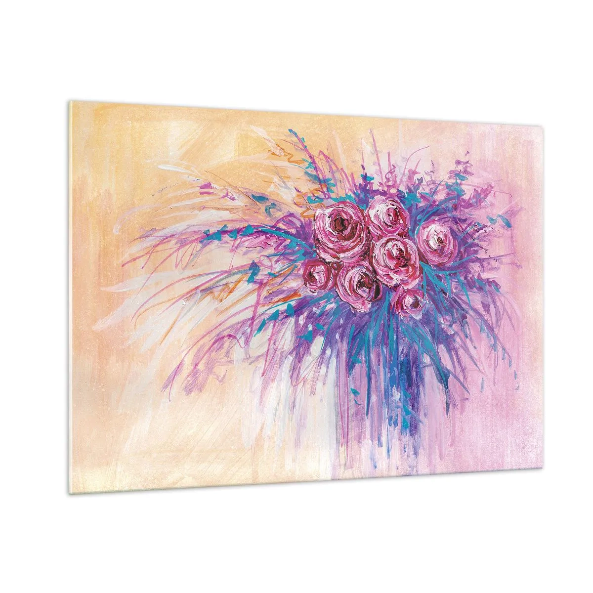 Tablou pe sticlă - Fântână de trandafiri - 100x70 cm