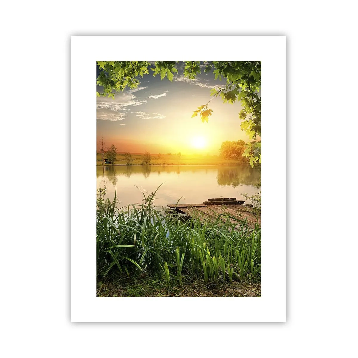 Poster - Peisaj într-un cadru verde - 30x40 cm