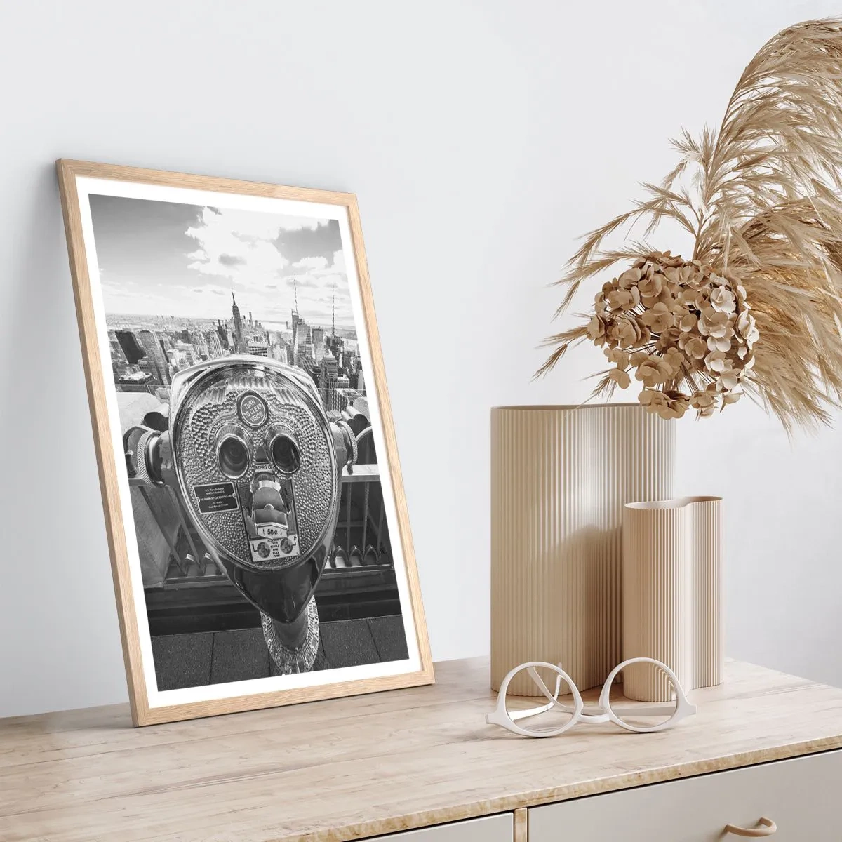 Poster în ramă de stejar deschis - Orașul de deasupra orașelor - 70x100 cm