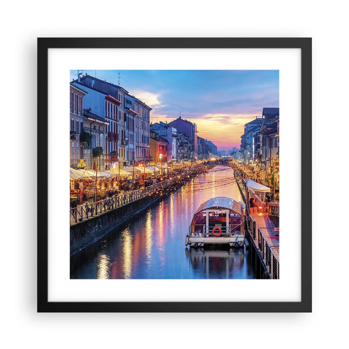 Poster în ramă neagră - O seară de lumină și distracție - 40x40 cm