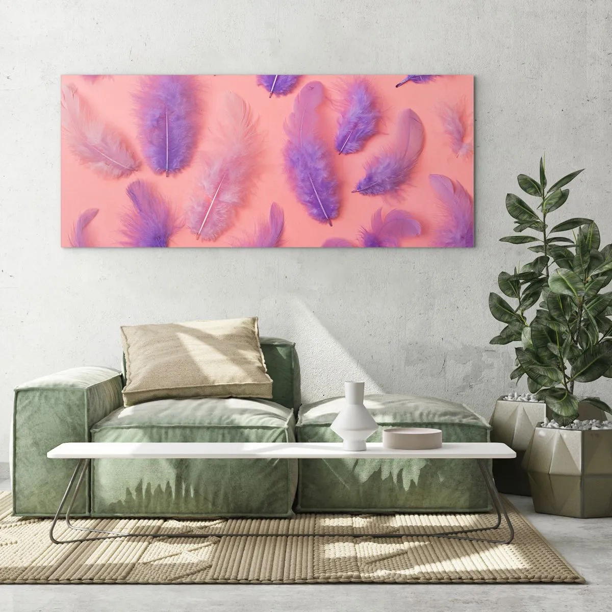 Tablou pe sticlă - Pasăre liliac de dorință - 90x30 cm