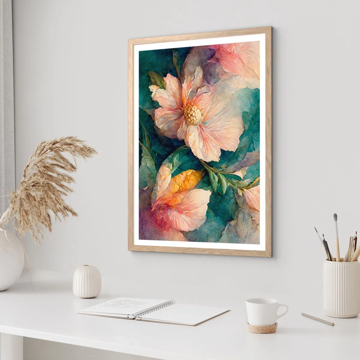 Poster în ramă de stejar deschis - Subtilitate pură - 70x100 cm