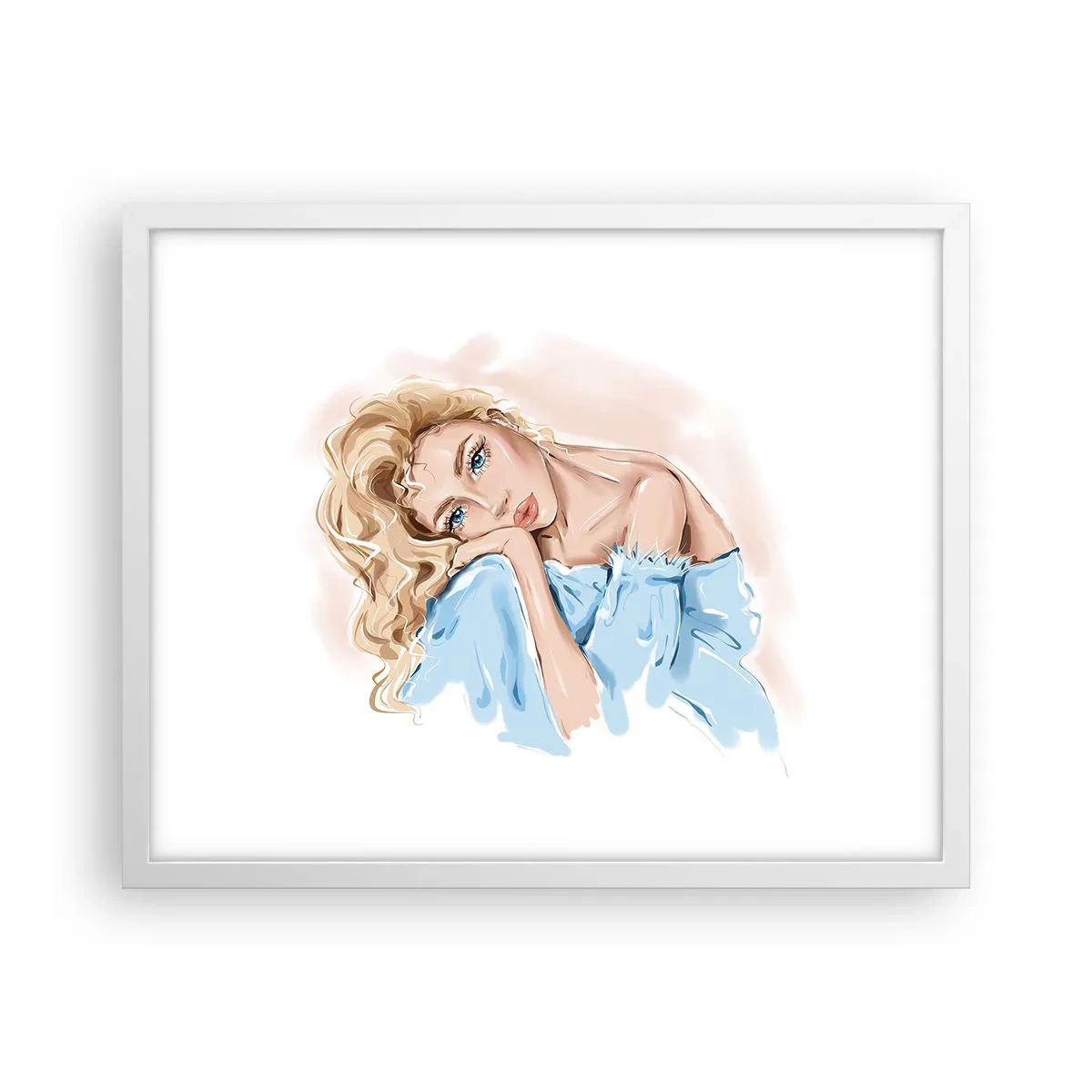 Poster în ramă albă - Scufundată în vis albastru - 50x40 cm