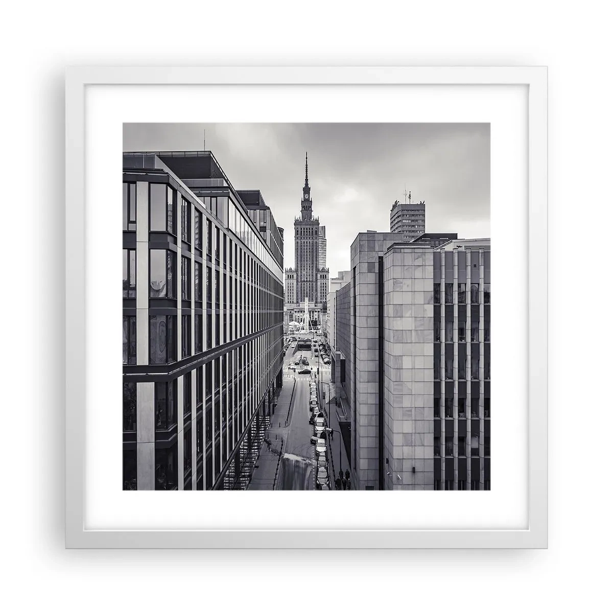 Poster în ramă albă - Vale citadină din Varșovia - 40x40 cm