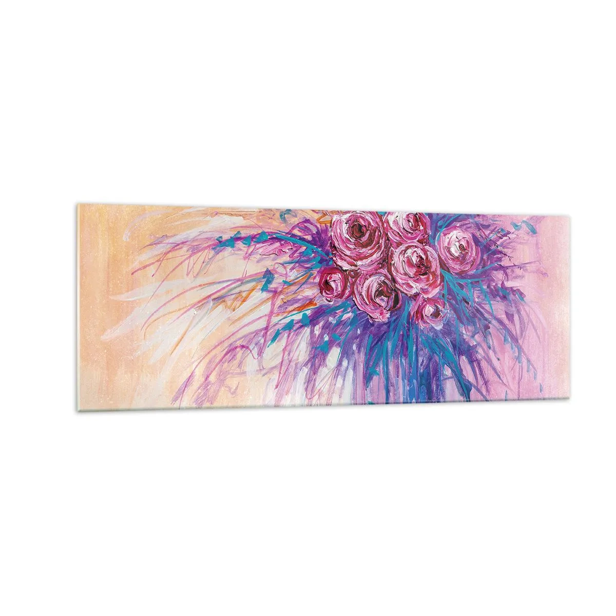 Tablou pe sticlă - Fântână de trandafiri - 140x50 cm