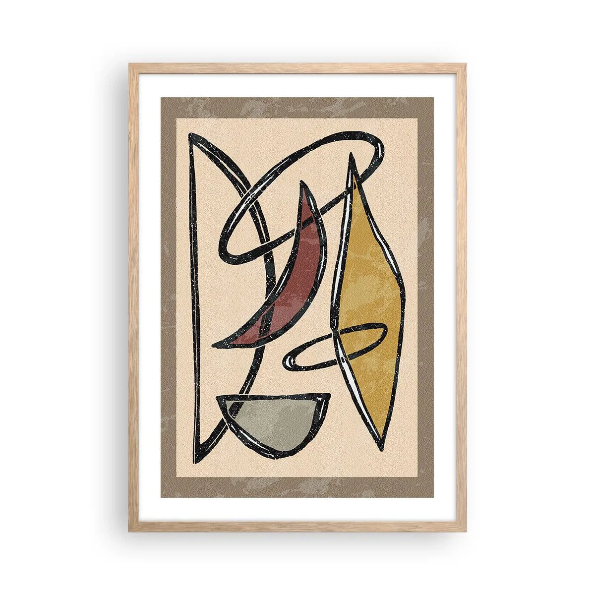 Poster în ramă de stejar deschis - Compoziție - arcuri și ovale - 50x70 cm