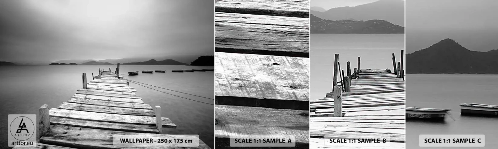 Mostră tapet autocolant Deluxe Sticker - Dincolo de munți, dincolo de mări - Peisaj, Pod de lemn, Łódź - 100x30 cm