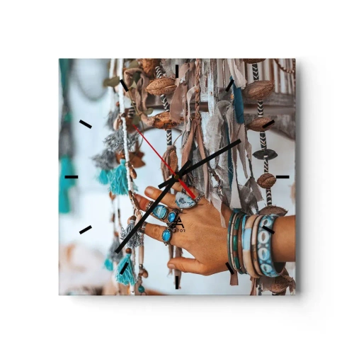 Ceas de perete - Ceas pe sticlă - Comori locale - 40x40 cm