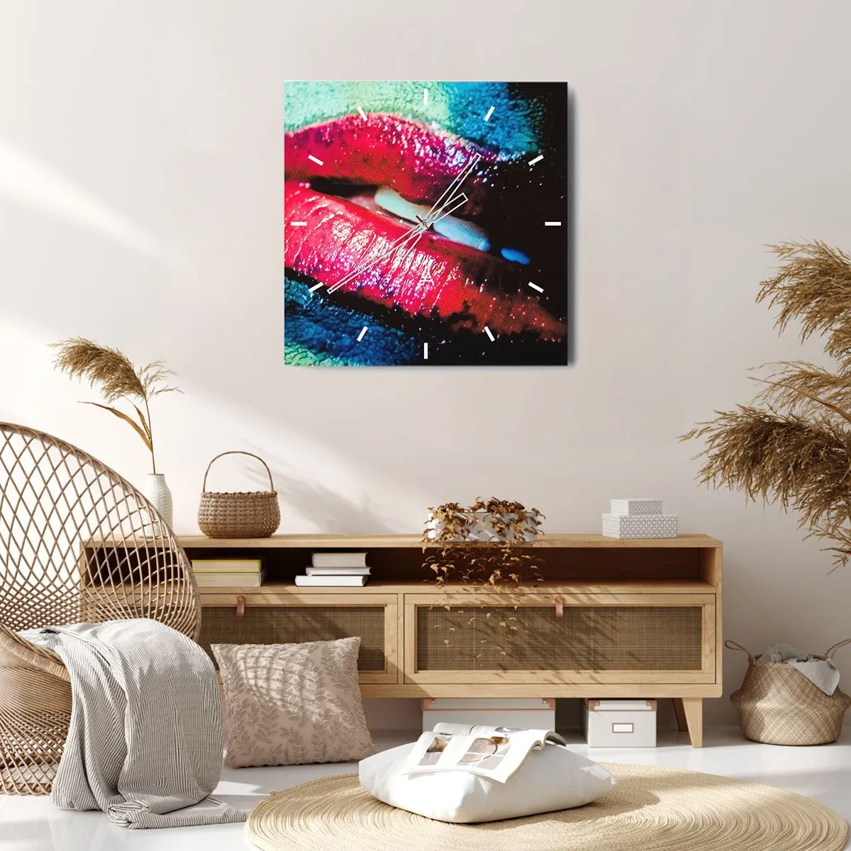 Ceas de perete - Ceas pe sticlă - Senzual și tulburător - 40x40 cm