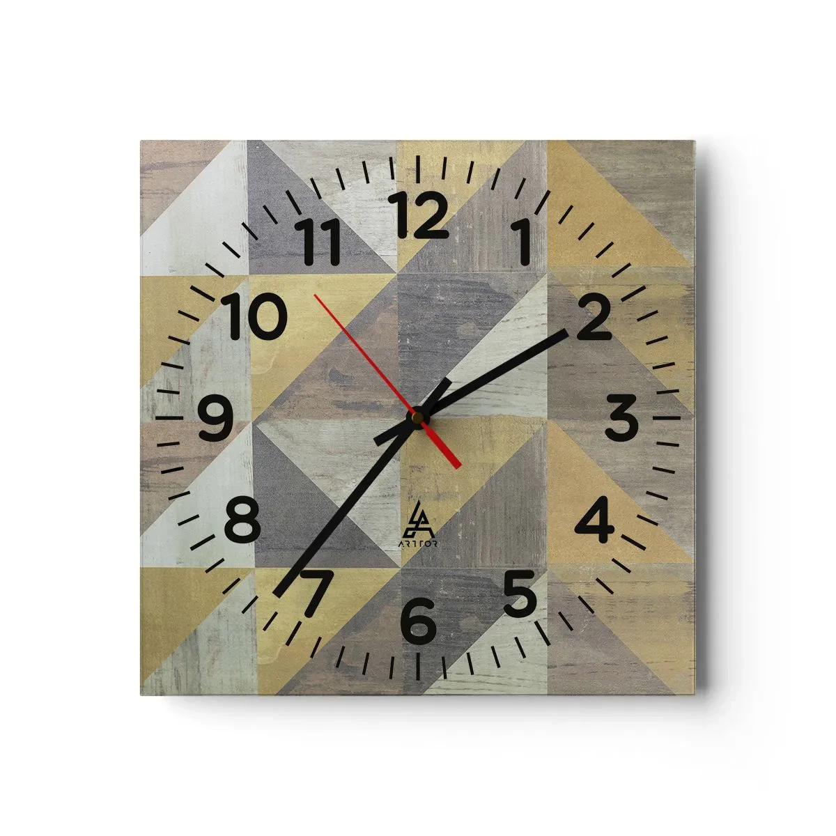 Ceas de perete - Ceas pe sticlă - La unghiul triunghiului - 30x30 cm