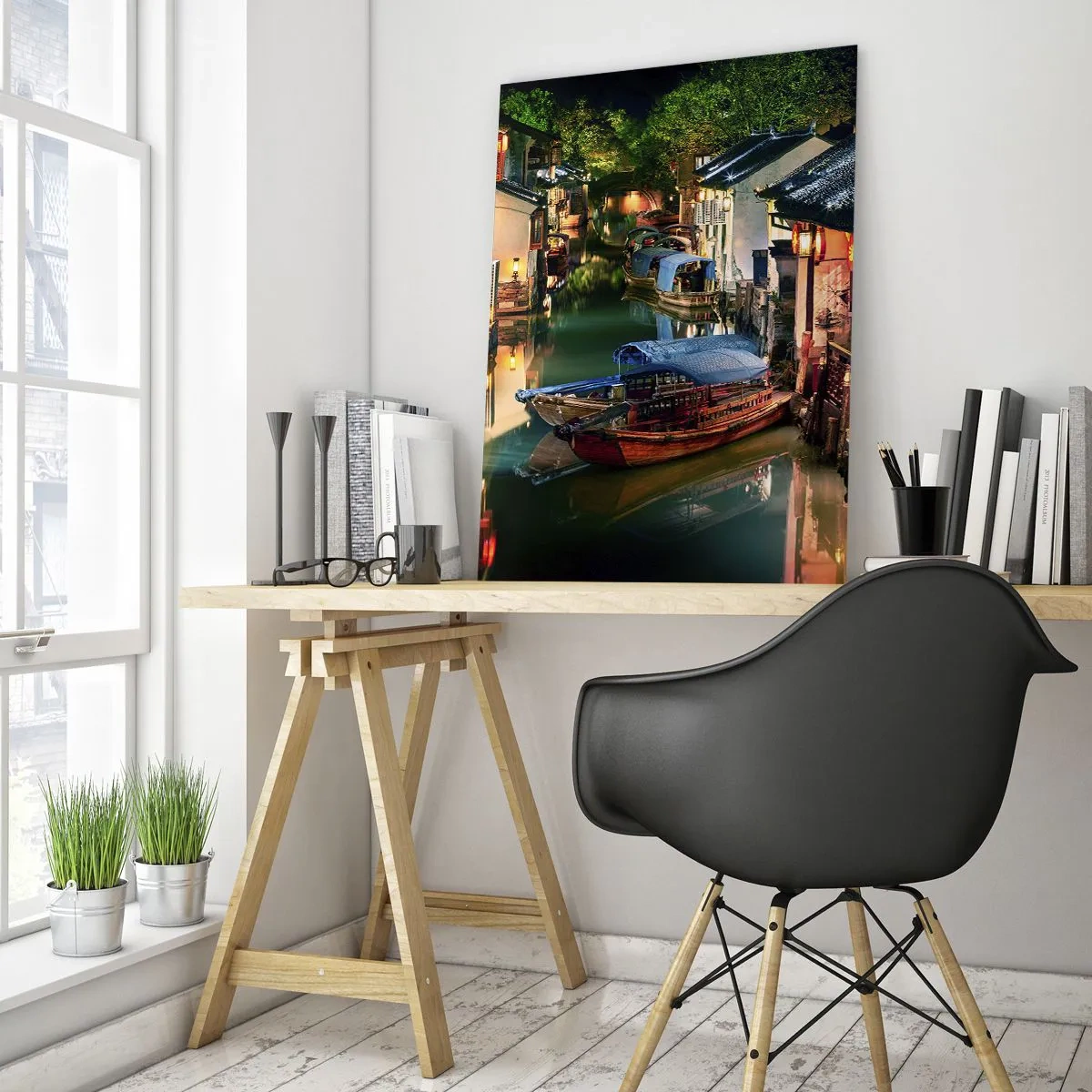 Tablou pe sticlă - O seară pe o stradă chinezească - 50x70 cm