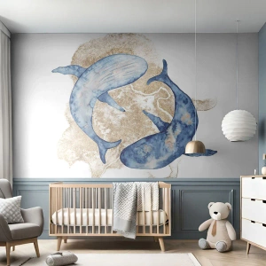 Fototapetă personalizată Premium Canvas - Prietenie sau iubire? - Delfinii, Abstracția, Bucată