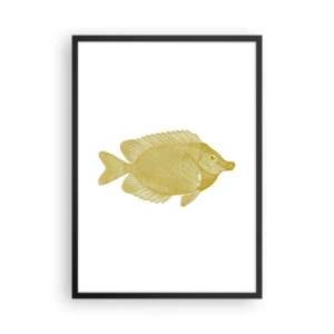 Poster în ramă neagră - Pește auriu vintage pe fundal alb - 50x70cm - Pește și atât - Decorațiune modernă pentru perete pentru living și dormitor ARTTOR