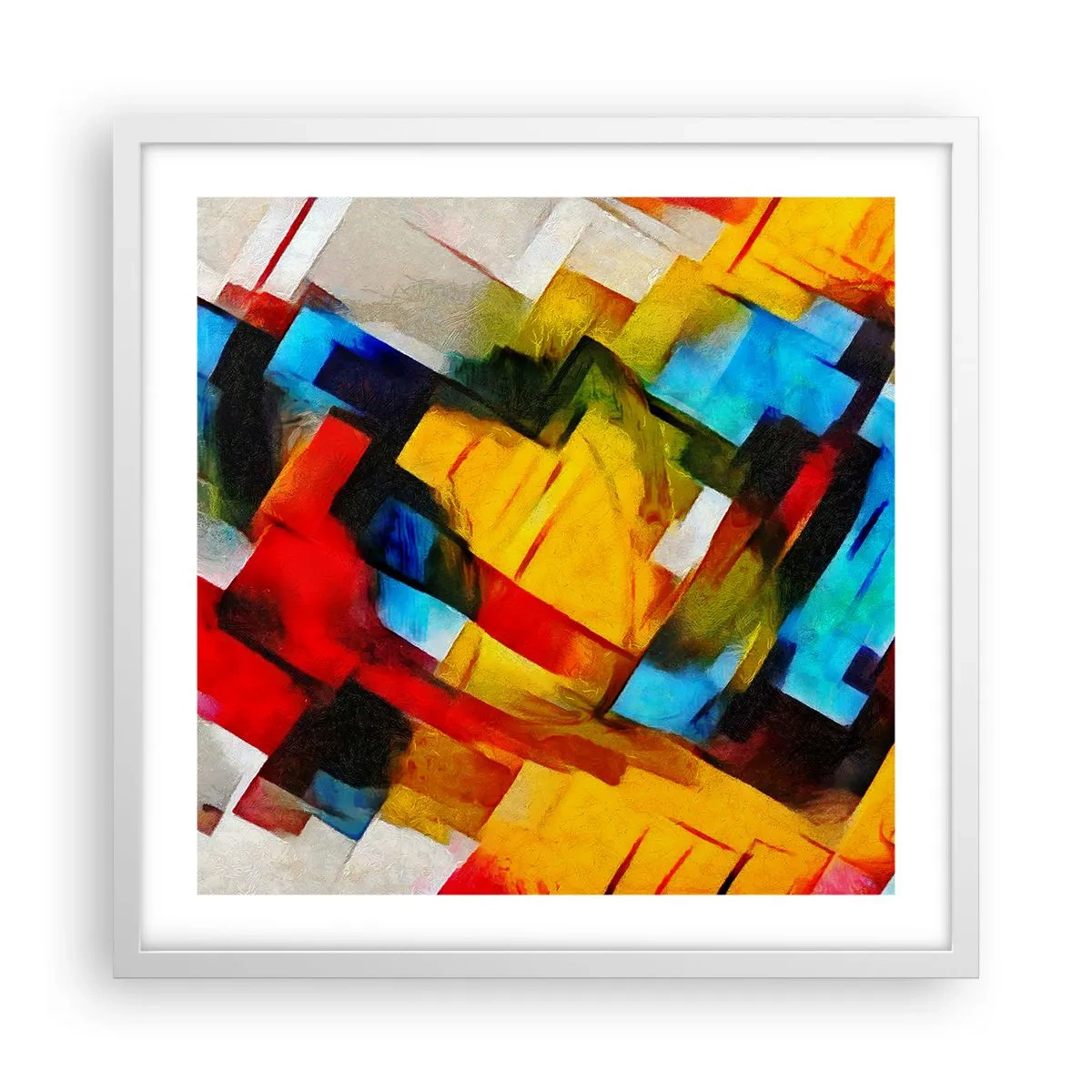 Poster în ramă albă - Sandviș multicolor - 50x50 cm