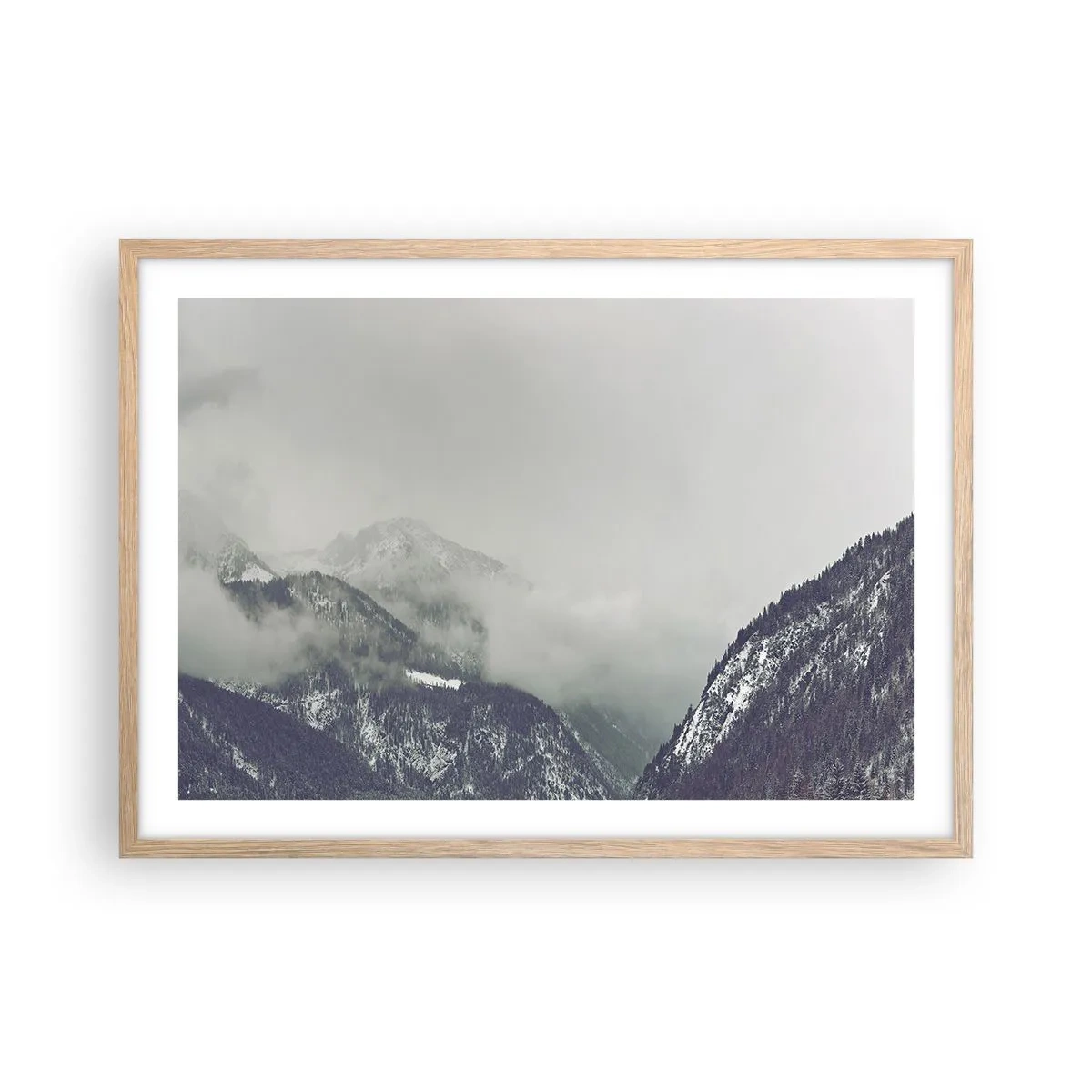 Poster în ramă de stejar deschis - Valea cețoasă - 70x50 cm