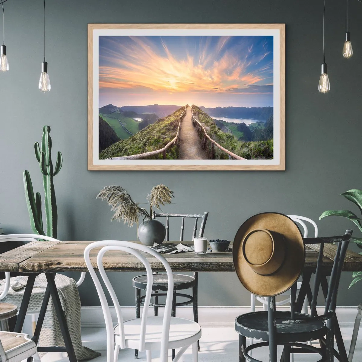 Poster în ramă de stejar deschis - Aproape de cer - 70x50 cm