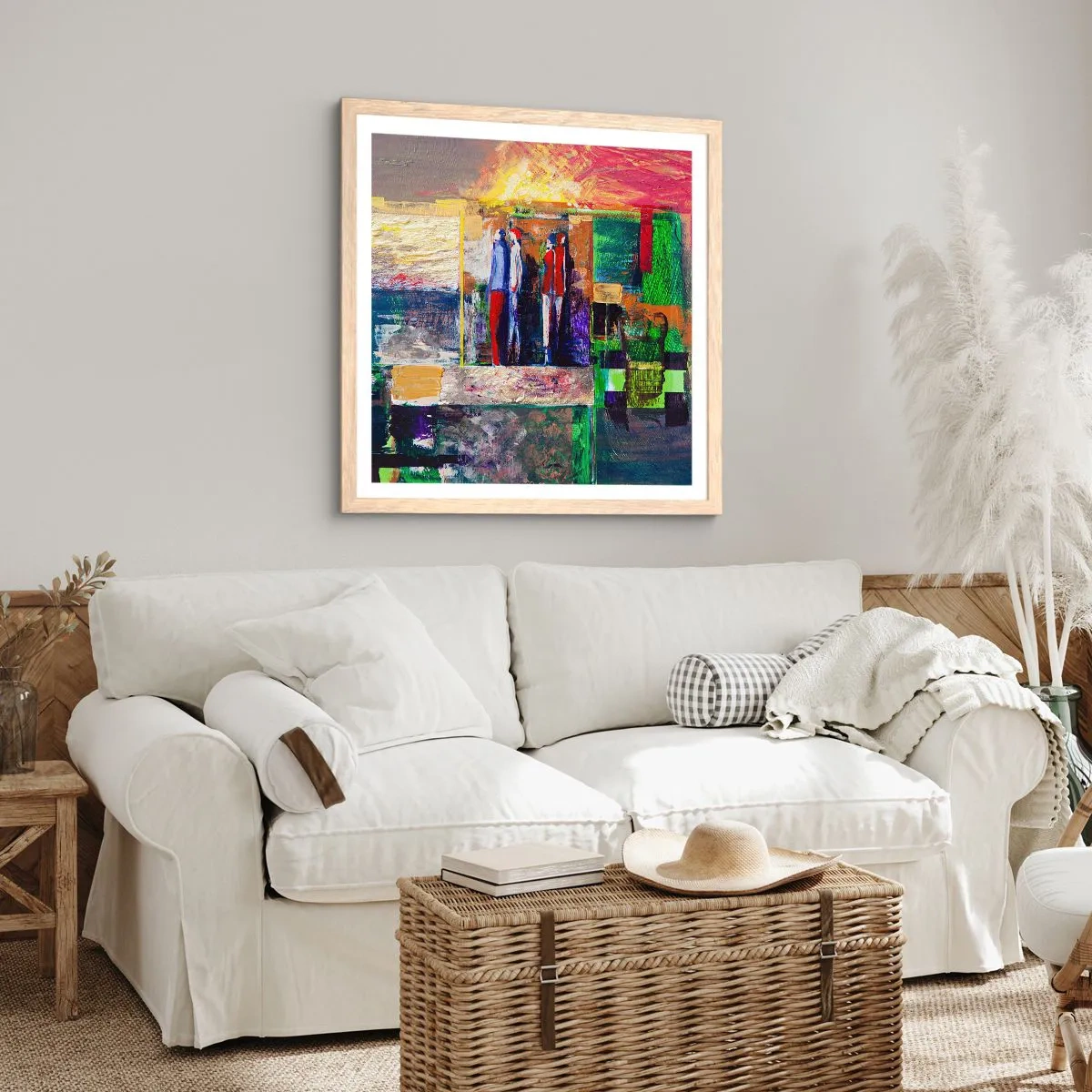 Poster în ramă de stejar deschis - Relații și emoții - 40x40 cm