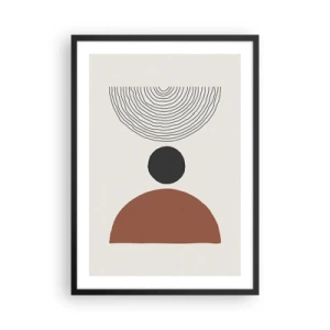 Poster în ramă neagră - Motiv geometric cu semicerc și linii pe fundal deschis - 50x70cm - În centrul atenției - Decorațiune modernă pentru perete pentru living și dormitor ARTTOR